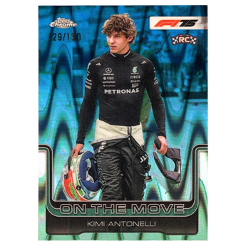 2025 F1 Topps Chrome Kimi Antonelli 185 Blue Ray Wave Refractor 129/150