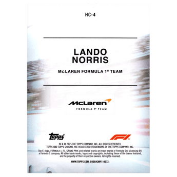 2025 F1 Topps Chrome Lando Norris HC - 4 Helmet Collection