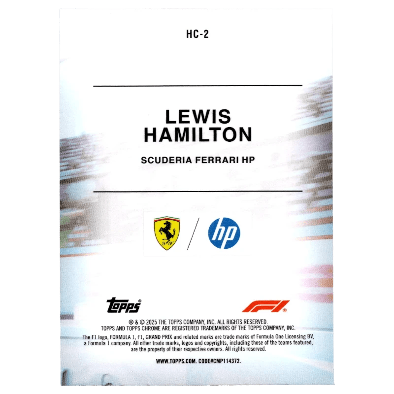 2025 F1 Topps Chrome Lewis Hamilton #HC-2 Helmet Collection Trading Card Topps
