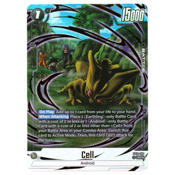 God Grade Dragon Ball Super Fusion World Cell FB10-108 SR alternate art trading card featuring green Cell character