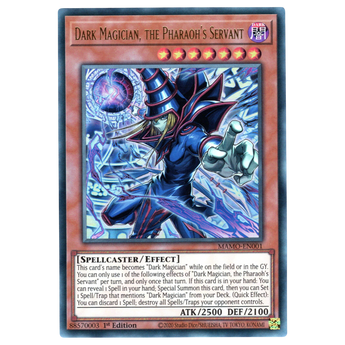 God Grade Ultra Rare Dark Magician the Pharaoh's Servant Yu-Gi-Oh trading card with holographic finish