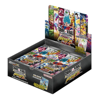 God Grade Dragon Ball Super Card Game Masters History of Z B27 Booster Box featuring iconic characters and premium card designs.