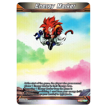 God Grade Dragon Ball Super Masters Energy Marker BT31-EM05 silver rarity trading card featuring Super Saiyan 4 Gogeta