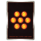 God Grade Golden Frieza FB02-140 SCR Dragon Ball Super card with seven orange dragon balls on a black background.