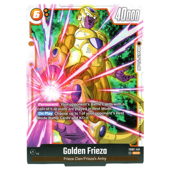 God Grade Golden Frieza FB02-140 SCR Dragon Ball Super Fusion World trading card. Near Mint condition.