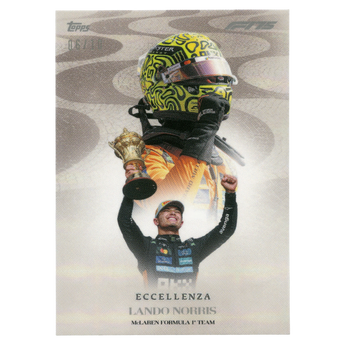 God Grade 2025 Topps Eccellenza F1 Lando Norris La Passione trading card numbered 6/10 featuring a race celebration