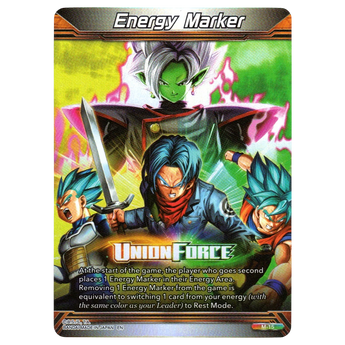 God Grade Masters Energy Marker M-15, Union Force set, Silver rarity. Features Zamasu, Trunks, Vegeta, and Goku.