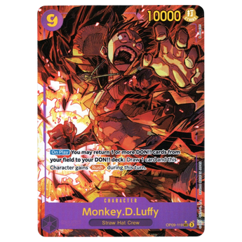God Grade Monkey D Luffy Alternate Art Secret Rare card from One Piece Emperors in the New World set