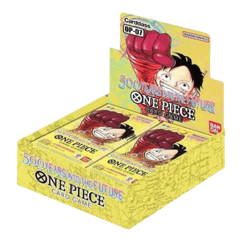 God Grade One Piece 500 Years in the Future OP-07 Booster Box featuring Luffy artwork.
