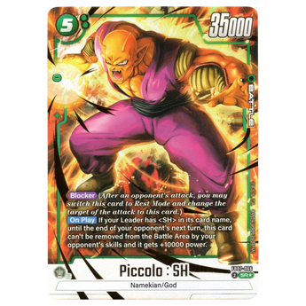 God Grade Piccolo SH Alternate Art Super Rare Dragon Ball Super Fusion World card with vibrant orange and purple art