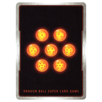 God Grade SS Vegito Overwhelming Might BT20-099 SPR Dragon Ball Super card back with 7 orange Dragon Balls.