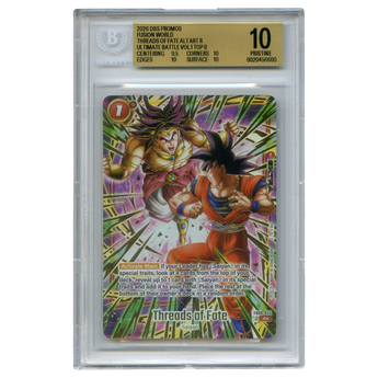 God Grade BGS 10 Pristine Threads of Fate FB08-024 Dragon Ball Super Fusion World card in a protective slab