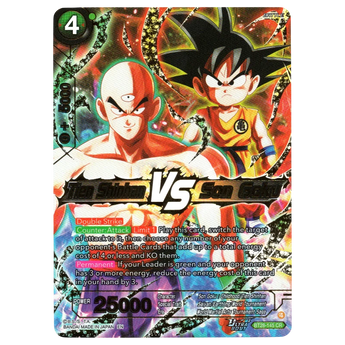 God Grade Tien Shinhan VS Son Goku BT28-145 CR Dragon Ball Super Masters trading card. Near Mint condition.