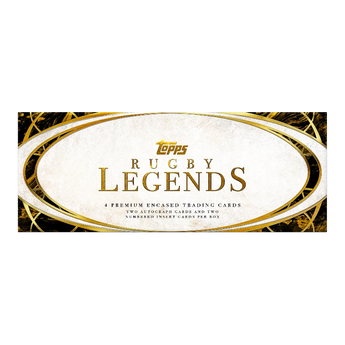 God Grade Topps Rugby Legends 2026 hobby box featuring premium gold and white packaging for collectible trading cards