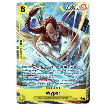 God Grade Wyper Alternate Art OP15-114 SR One Piece card featuring dynamic character illustration