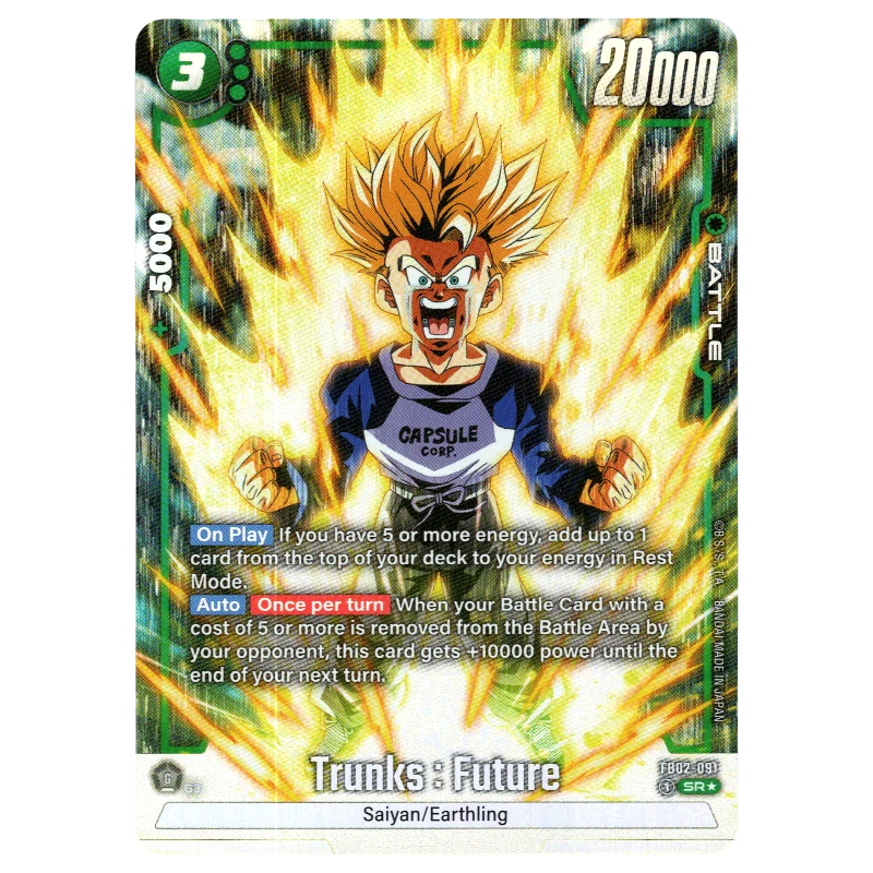 dragon ball super card game trunks Trunks : Future (Alternate Art) FB02-091 SR☆ – God Grade