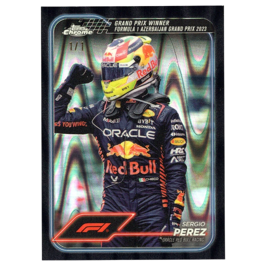 2024 F1 Topps Chrome Sergio Perez 146 Black 1/1 Trading Card Topps