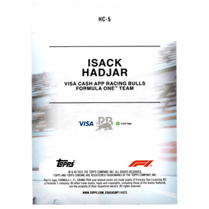 2025 F1 Topps Chrome Isack Hadjar HC - 5 Helmet Collection