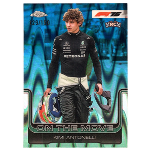 2025 F1 Topps Chrome Kimi Antonelli 185 Blue Ray Wave Refractor 129/150
