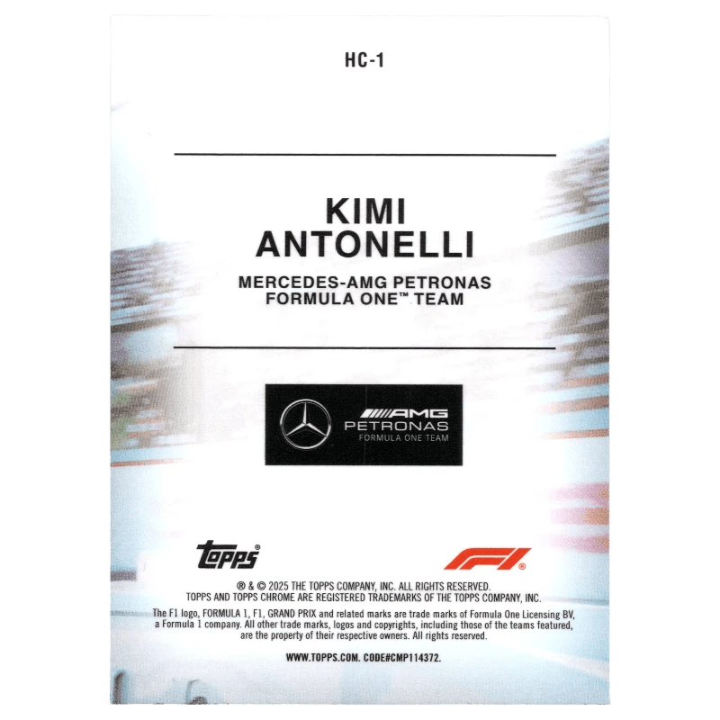 2025 F1 Topps Chrome Kimi Antonelli #HC-1 Helmet Collection Trading Card Topps