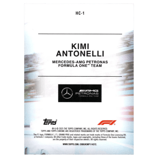 2025 F1 Topps Chrome Kimi Antonelli #HC-1 Helmet Collection Trading Card Topps