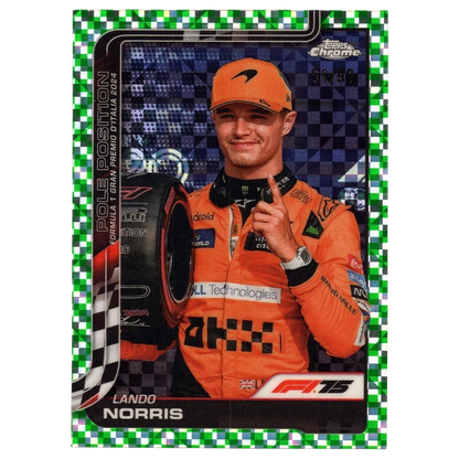 2025 F1 Topps Chrome Lando Norris #120 Green Checker Flag Refractor 51/99 Trading Card Topps