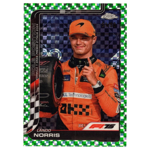 2025 F1 Topps Chrome Lando Norris 120 Green Checker Flag Refractor 51/99