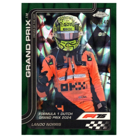 2025 F1 Topps Chrome Lando Norris #136 Forest Green Ray Wave Refractor 40/140 Trading Card Topps