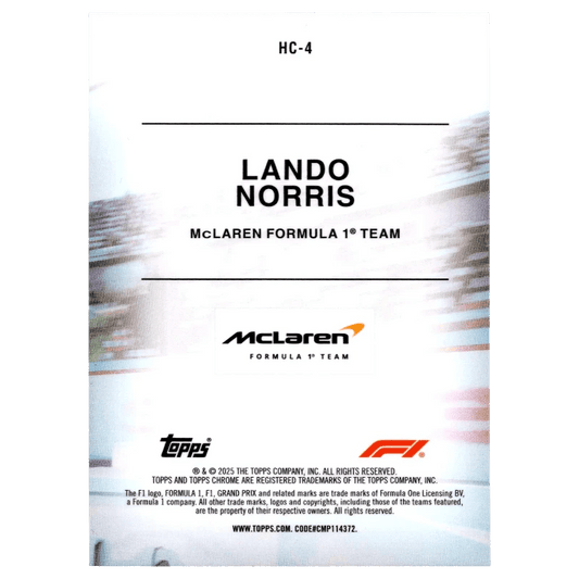 2025 F1 Topps Chrome Lando Norris #HC-4 Helmet Collection Trading Card Topps