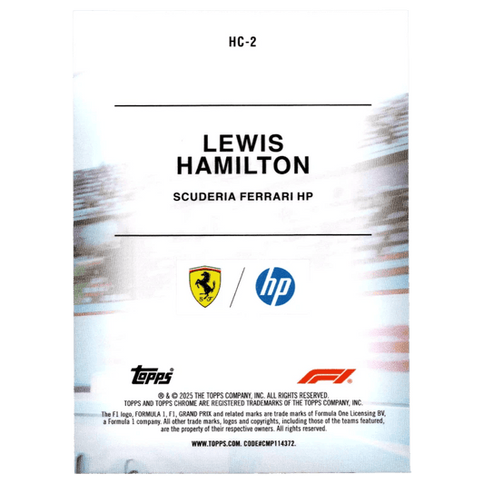 2025 F1 Topps Chrome Lewis Hamilton #HC-2 Helmet Collection Trading Card Topps