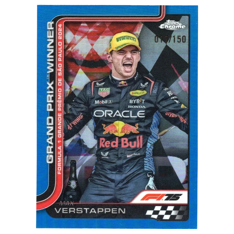 2025 Topps Chrome Formula 1 #113 Max Verstappen Blue Refractor 17/150 Trading Card Topps