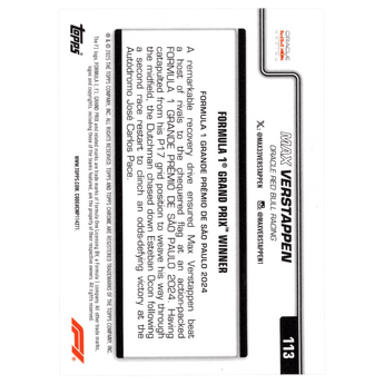 2025 Topps Chrome Formula 1 113 Max Verstappen Blue Refractor 17/150