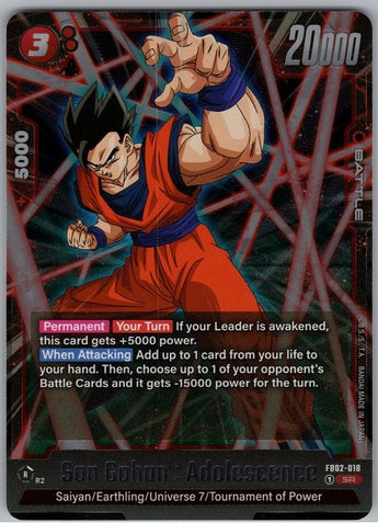 Son Gohan: Adolescence FB02-018 Super Rare.