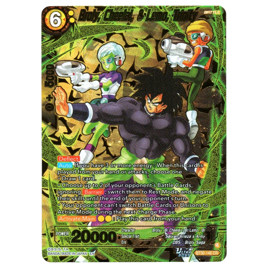 Broly, Cheelai, & Lemo, Trinity BT30-146 CR Trading Card Bandai