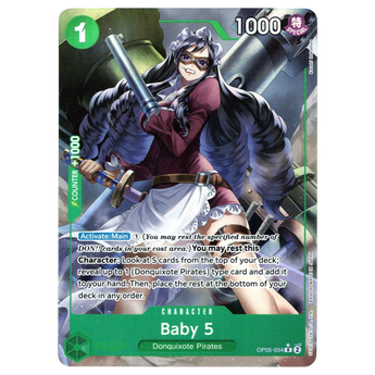 God Grade Baby 5 Full Art OP05-034 Rare One Piece card featuring a detailed character illustration in a green frame