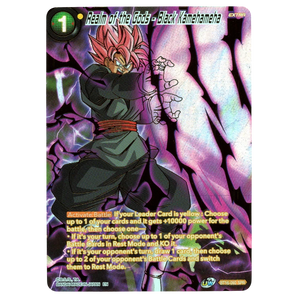 God Grade Dragon Ball Super card Realm of the Gods Black Kamehameha BT16-092 SPR featuring Goku Black in pink aura