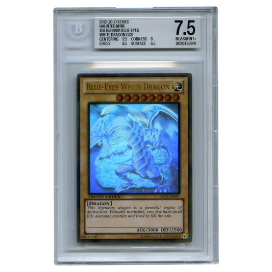 [BGS 7.5] Blue-Eyes White Dragon GLD5-EN001 Ghost/Gold Rare Trading Card Konami