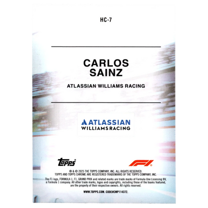 2025 Topps Chrome F1 Carlos Sainz Helmet Collection HC-7 Trading Card Topps