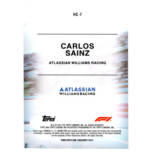 2025 Topps Chrome F1 Carlos Sainz Helmet Collection HC-7 Trading Card Topps