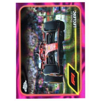 God Grade 2024 Topps Chrome F1 Charles Leclerc Fuchsia Lava Refractor trading card numbered 108/225
