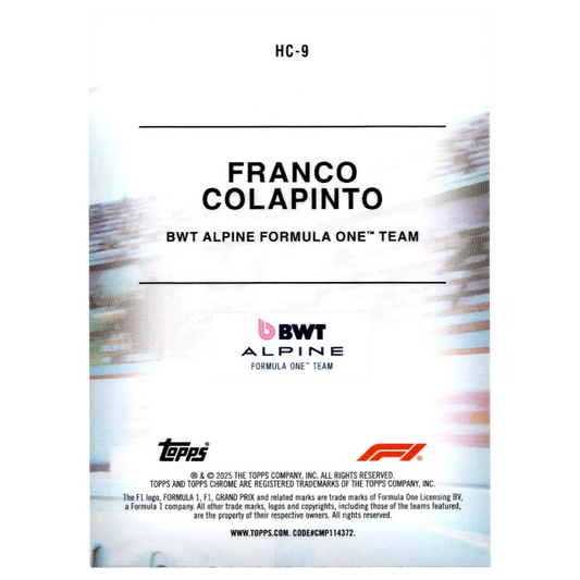 2025 Topps Chrome F1 Franco Colapinto Helmet Collection HC-9 Trading Card Topps