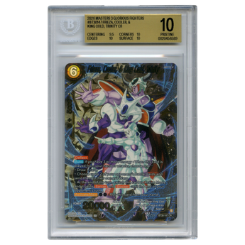 God Grade BGS 10 Pristine Frieza, Cooler, & King Cold Trinity BT30-147 Concept Rare Dragon Ball Super card in slab