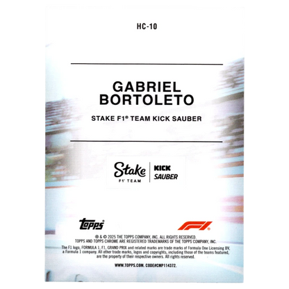 2025 Topps Chrome F1 Gabriel Bortoleto RC Helmet Collection HC-10 Trading Card Topps