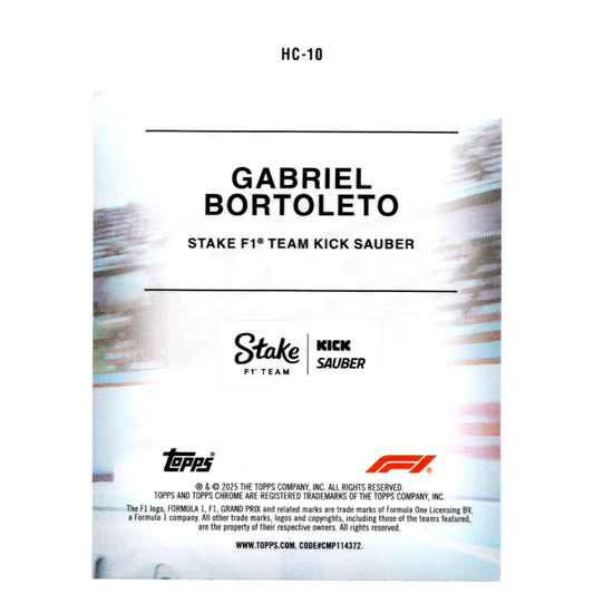 2025 Topps Chrome F1 Gabriel Bortoleto RC Helmet Collection HC-10 Trading Card Topps