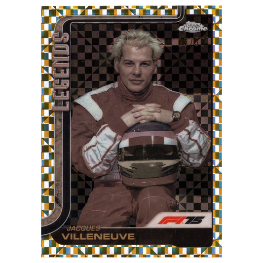 2025 Topps Chrome F1 Jacques Villeneuve Legends Gold Refractor 03/50 #163 Trading Card Topps