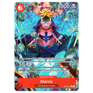 God Grade Marco Alternate Art OP16-014 Rare One Piece card featuring dynamic blue energy and character illustration