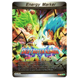 God Grade Masters Energy Marker (Gold) M-19 card featuring Broly and Gogeta clashing, from the Destroyer Kings set.