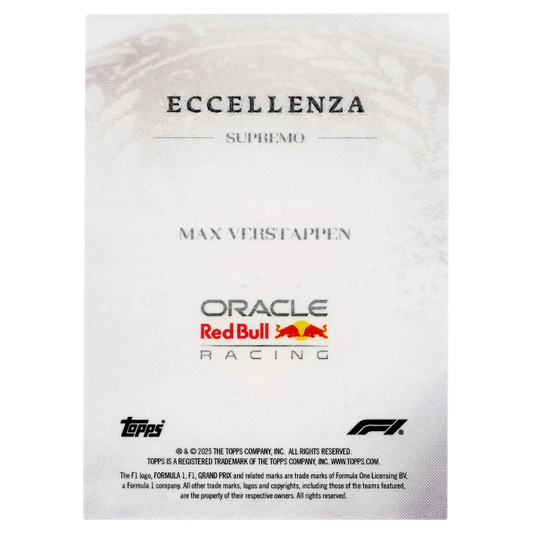 2025 F1 Eccellenza Max Verstappen Supremo Trading Card Topps