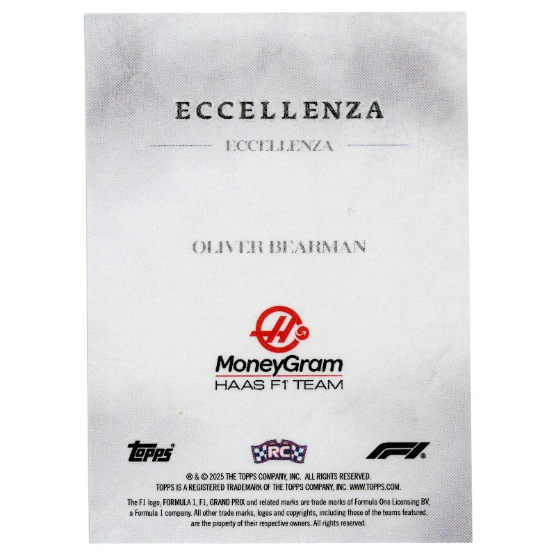 2025 F1 Eccellenza Oliver Bearman Rookie Eccellenza Trading Card Topps