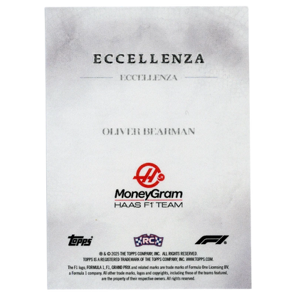 2025 F1 Eccellenza Oliver Bearman Rookie Eccellenza Trading Card Topps